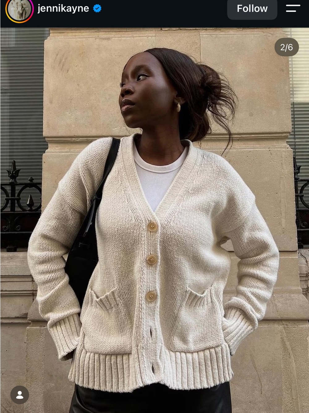 Jenni Kayne Cream V-Neck Button Front Women's Cardigan Sweater